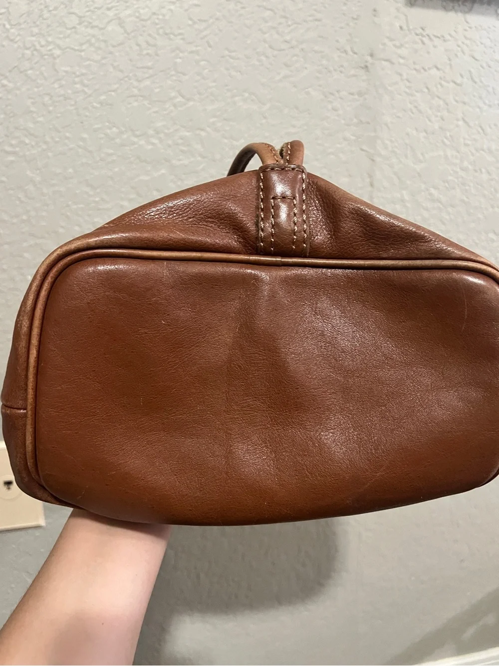 Fossil Vintage Revival Classic Brown Leather Drawstring Bag